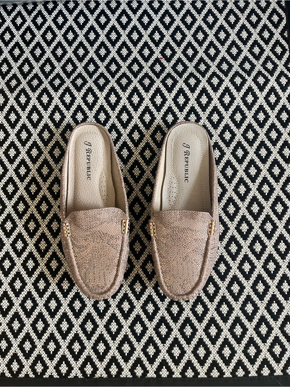 Metallic Taupe Backless Slip-On Mules